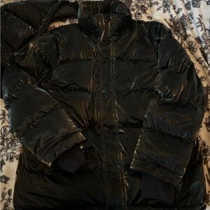 TNA Superpuff SuperPuff size XL in Liquid Shine black by Aritzia